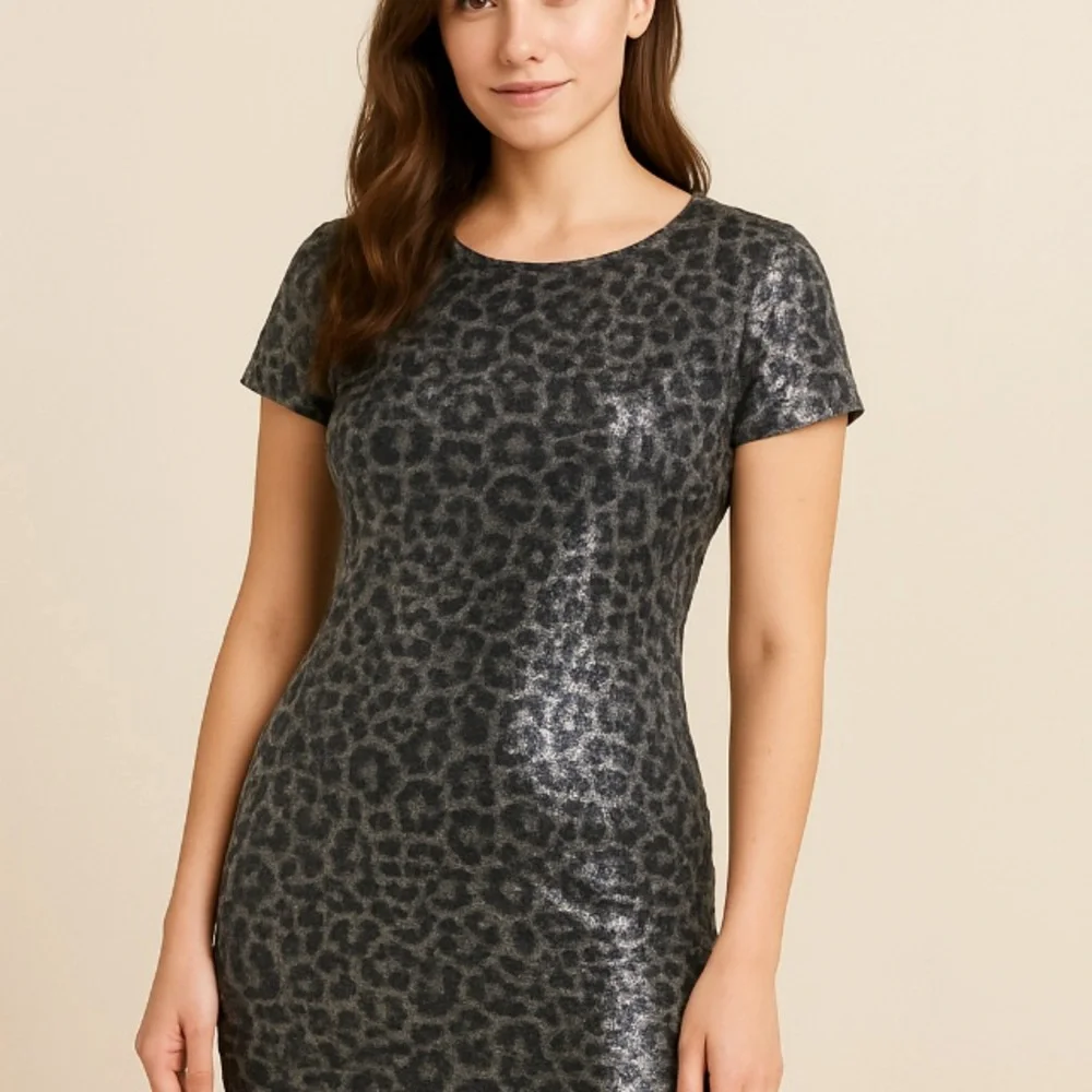 Michael Kors Metallic Leopard Print Bodycon Dress XS